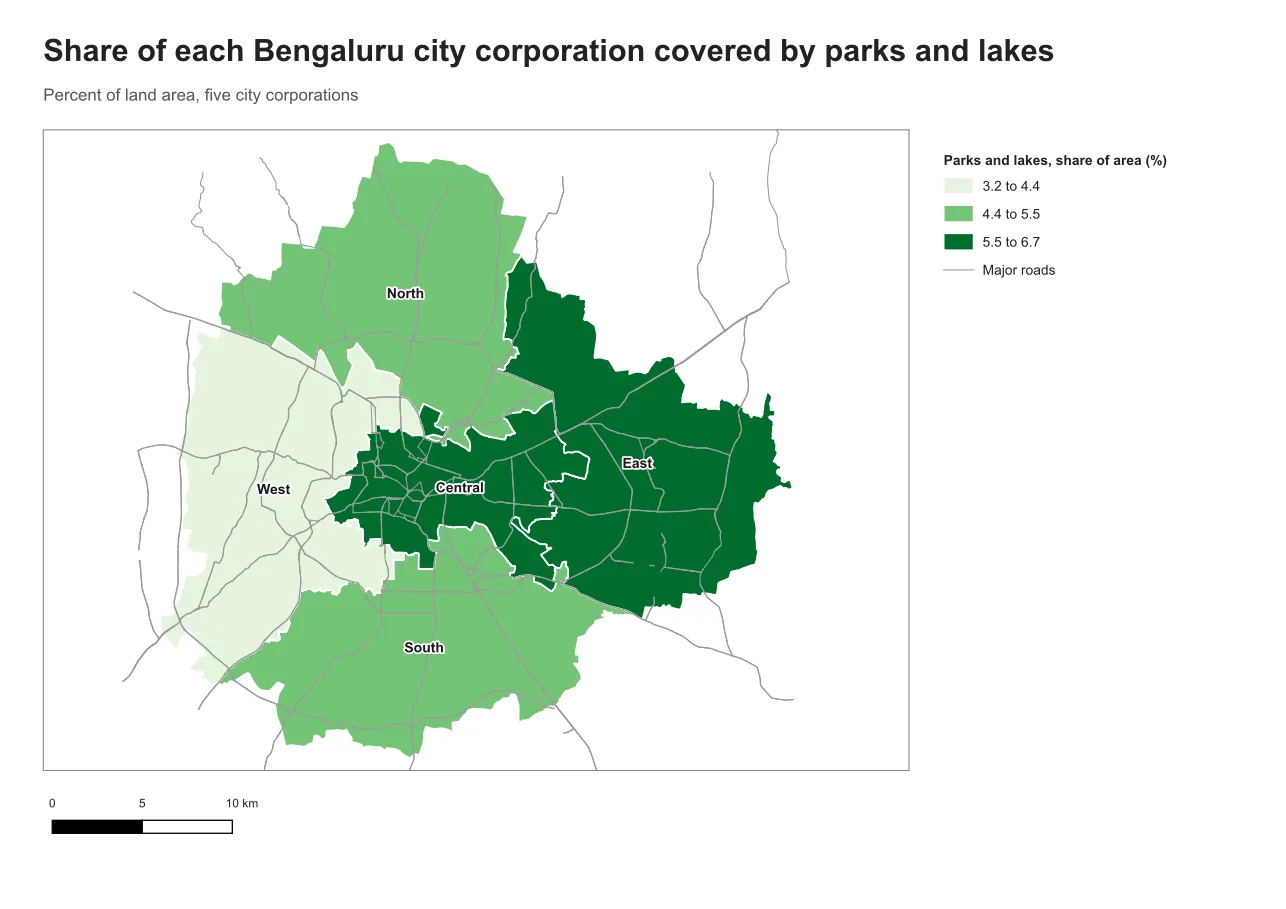 A finished map layout with a title, legend and scale bar but nothing at the bottom of the page: no source, date, method or credit