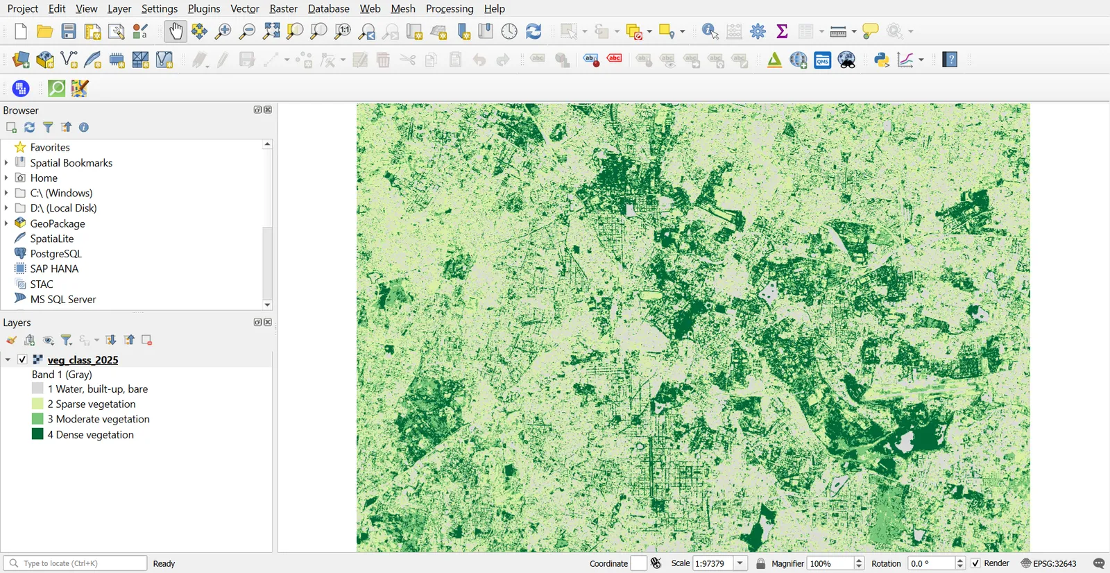 Four-class vegetation map