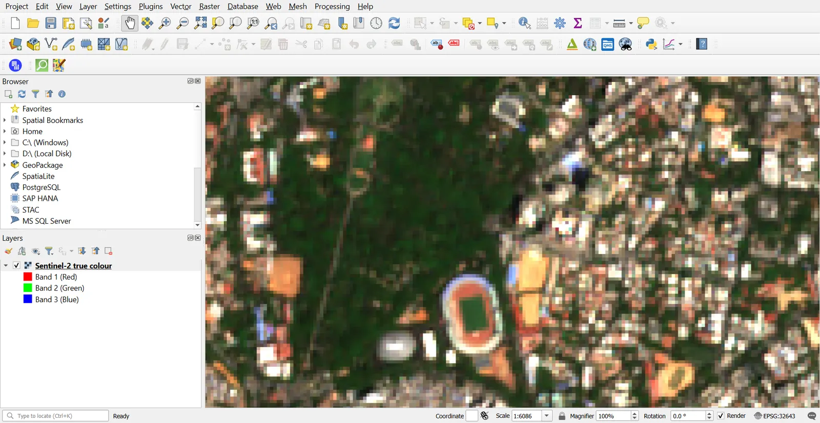 Same intersection picked on the Sentinel-2 canvas