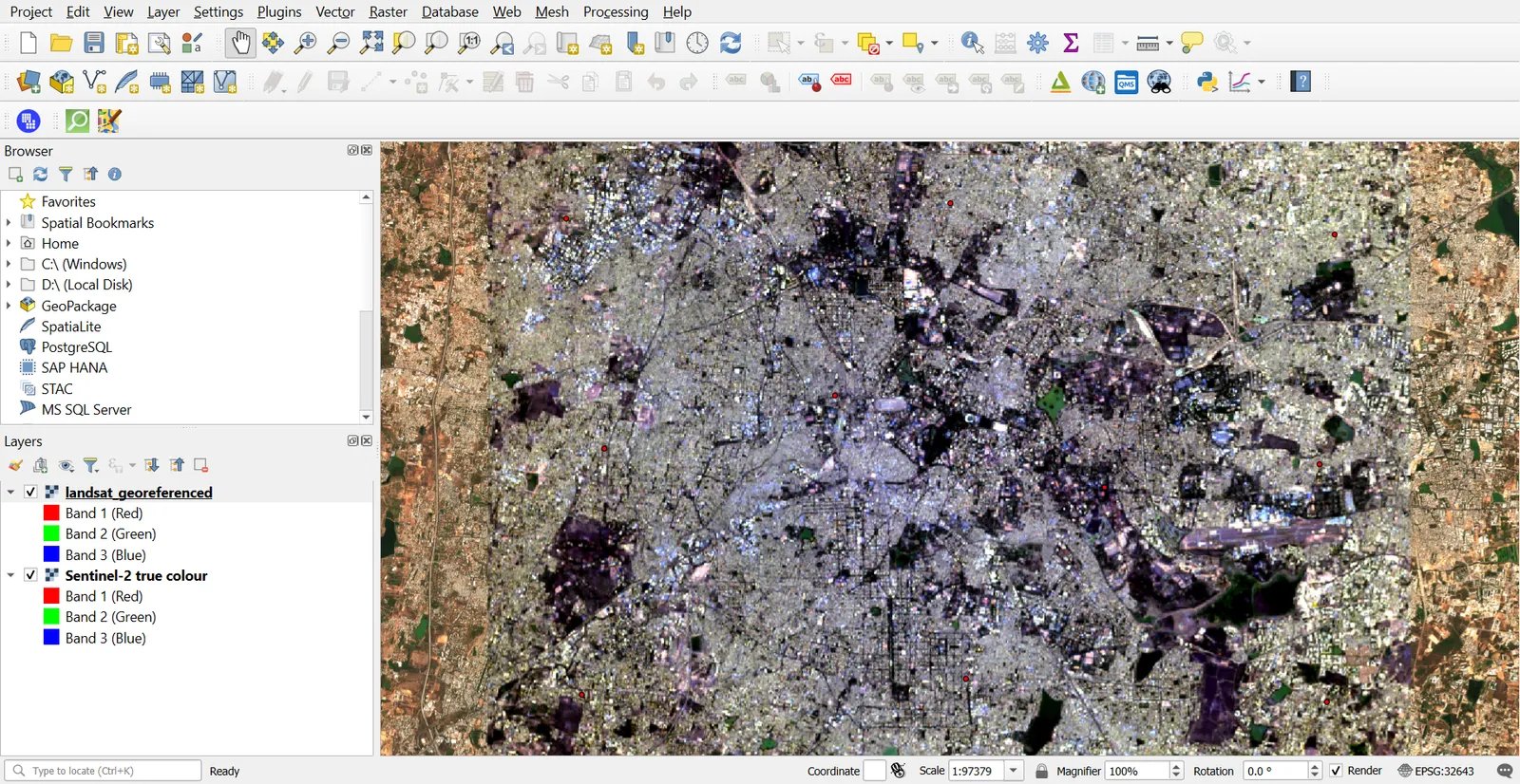 Start Georeferencing button and output loaded