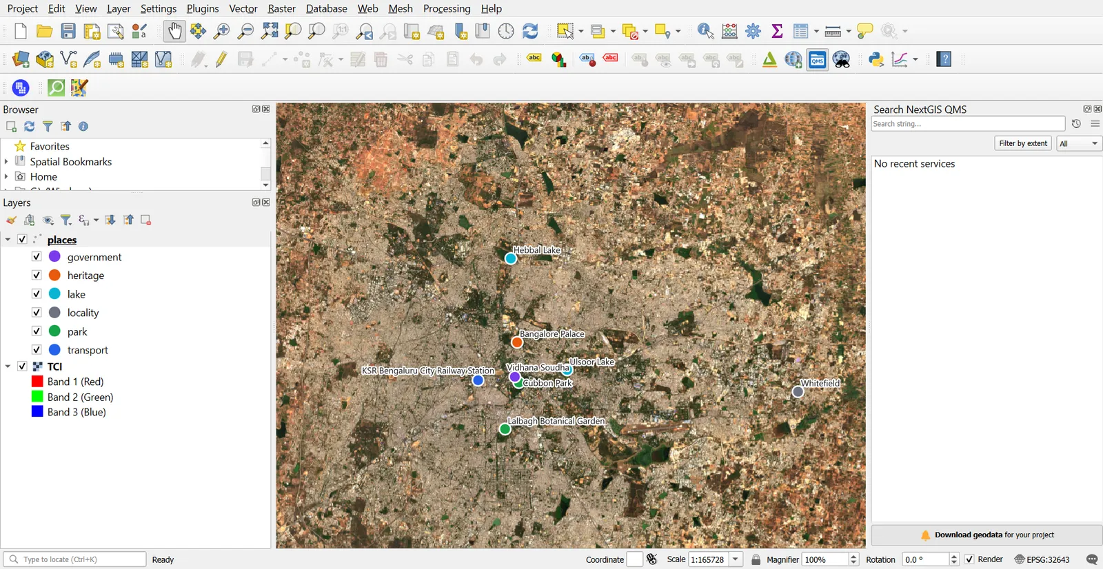 Labelled points on the satellite image