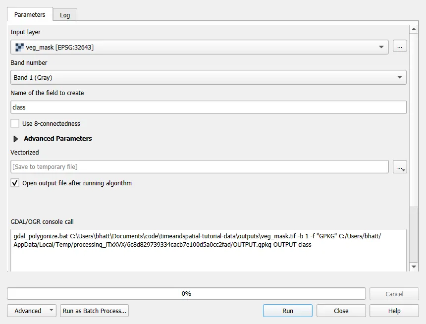 Polygonize dialog