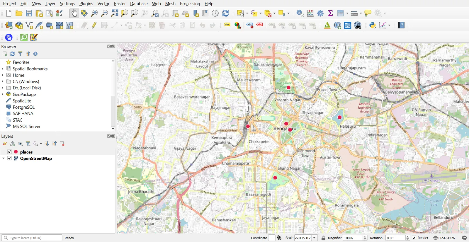 OSM basemap under the places layer